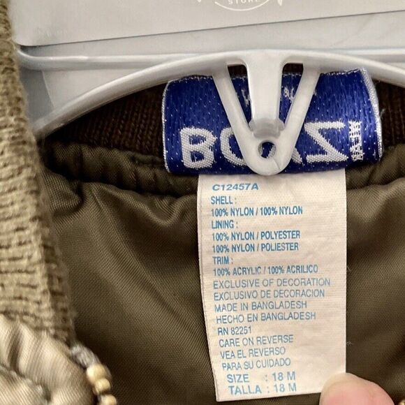 Boyz Wear By Nannette Bomber Jacket 18M Top Gun Air Patrol Olive Green Fly Boy - Picture 10 of 10